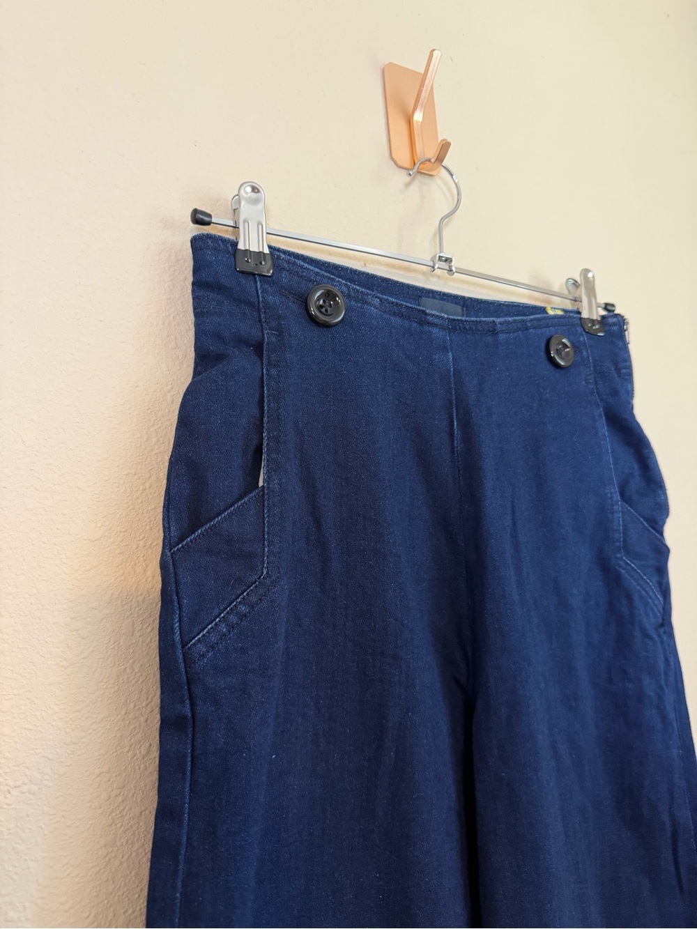 Anthropologie‎ Maeve Sailor Wide Leg Jeans Dark Wash Flare Size 27 Tall - Picture 3 of 8